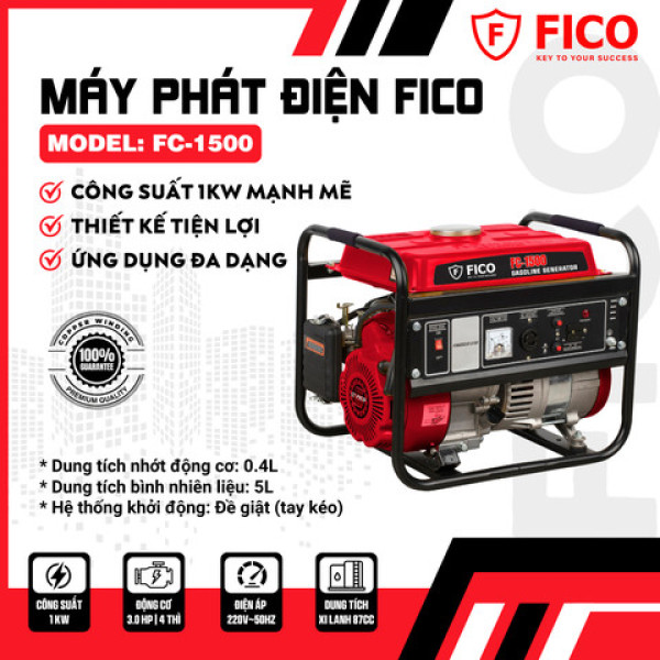 Máy phát điện FICO FC-1500 | Công suất 1kW, 3.0HP