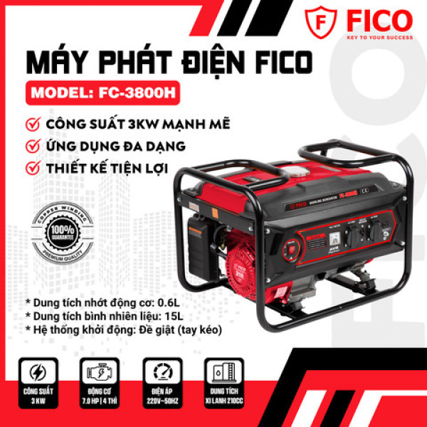 Máy phát điện FICO FC-3800H | Công suất 3kW, động cơ 7.0HP
