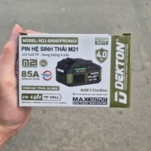Pin 21V/4.0Ah DEKTON M21-B4085PROMAX (GEN 3 Pro Max, Dòng sạc 85A)