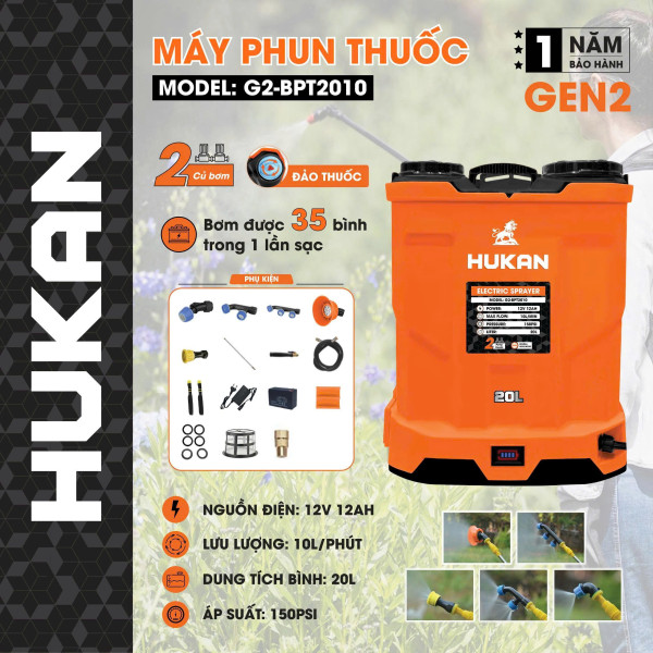 Máy phun thuốc sử dụng acquy HUKAN G2-BPT2010