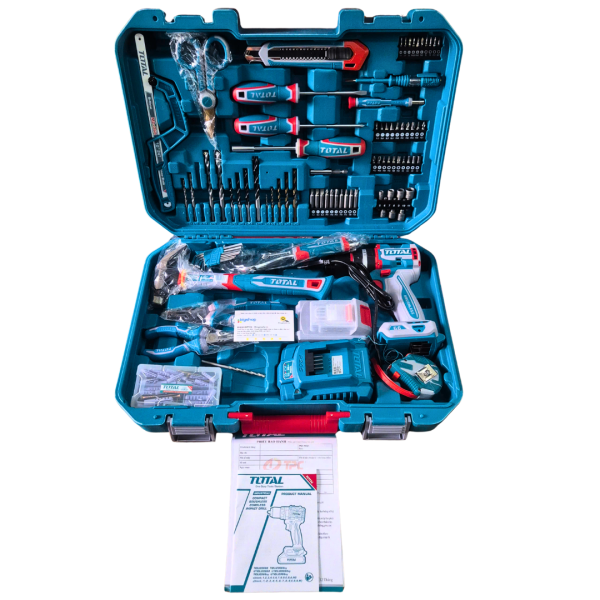 Bộ máy khoan búa pin 165 món TOTAL THKTHP11652 (Kèm máy khoan búa 66Nm TIDLI20668, 1 pin 2.0Ah và sạc)
