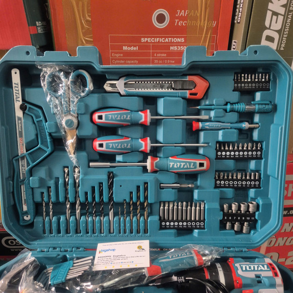 Bộ máy khoan búa pin 165 món TOTAL THKTHP11652 (Kèm máy khoan búa 66Nm TIDLI20668, 1 pin 2.0Ah và sạc)