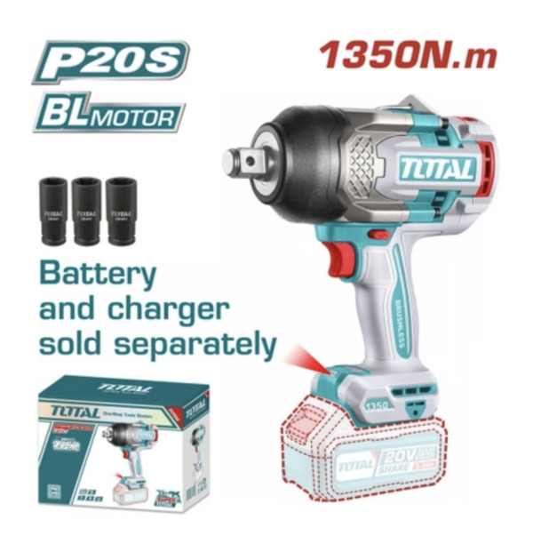 Máy siết bulong dùng pin 20V TOTAL TIWLI201751 (không chổi than)