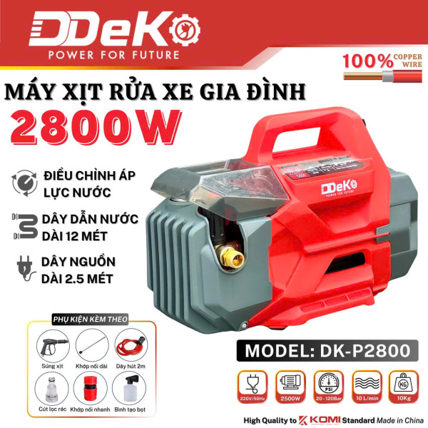 Máy rửa xe chỉnh áp 2800W DEKO DK-P2800