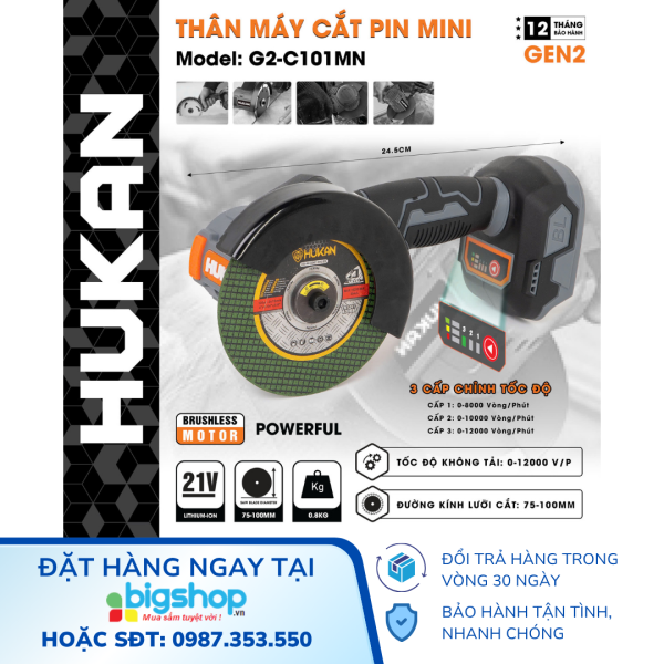 Máy Cắt Cầm Tay Hukan G2-C101MN Không Chổi Than Chân Pin
