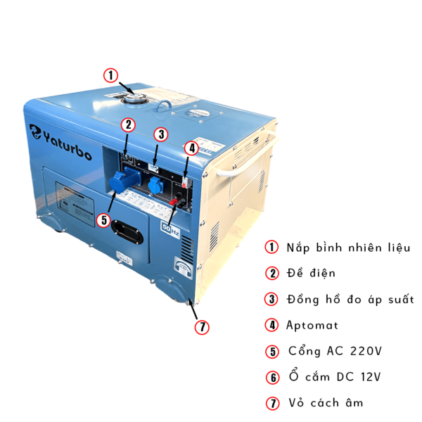 Máy phát điện Diesel 1 pha 5.5kW Yaturbo YTB6000SD