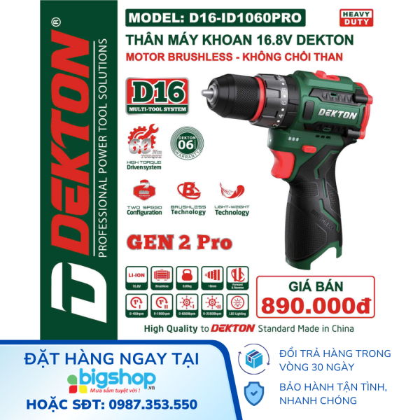 Máy khoan pin 16.8V Dekton D16-ID1060PRO