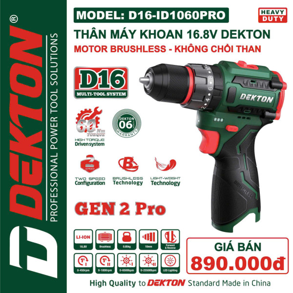 Máy khoan pin 16.8V Dekton D16-ID1060PRO