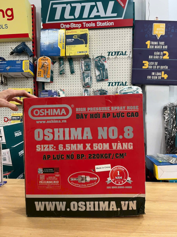 Ống nhựa PVC Oshima No.8 - 6.5mm x 50m, vàng
