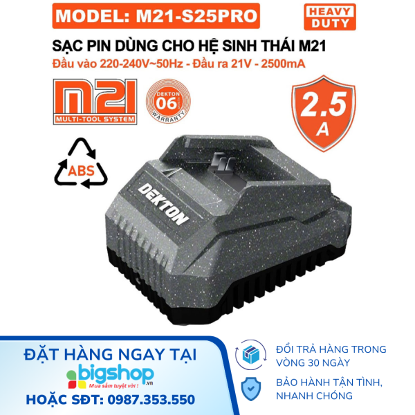 Đế sạc pin DEKTON M21-S25PRO / M21-S25XPRO 21V/2.5A