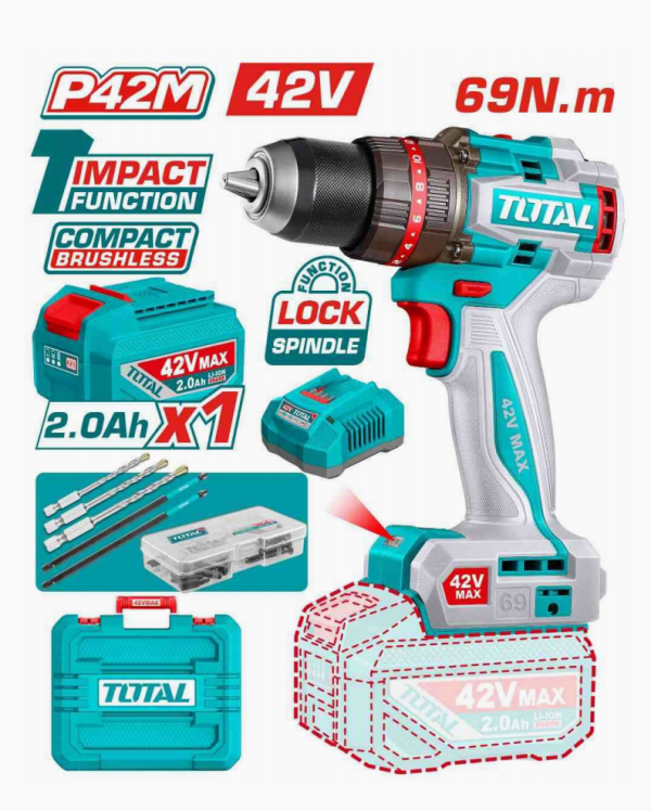 Máy khoan búa dùng pin 42V TOTAL TIDLI426981