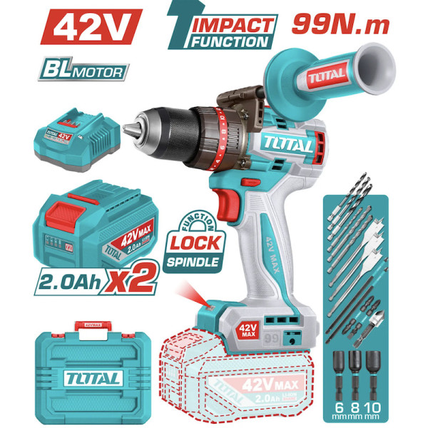 Máy khoan búa dùng pin 42V TOTAL TIDLI429982