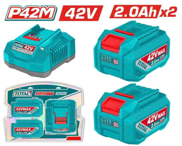Combo 2 Pin Lithium 42V 2.0Ah + 1 Sạc TOTAL TFBLI42201