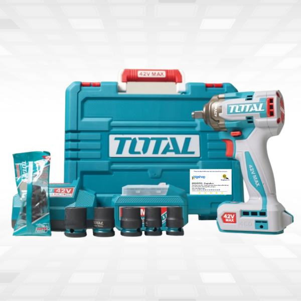 Máy siết bulong dùng pin 42V TOTAL TIWLI42461 - Lực siết 460Nm (1 pin 42V/2.0Ah và sạc)