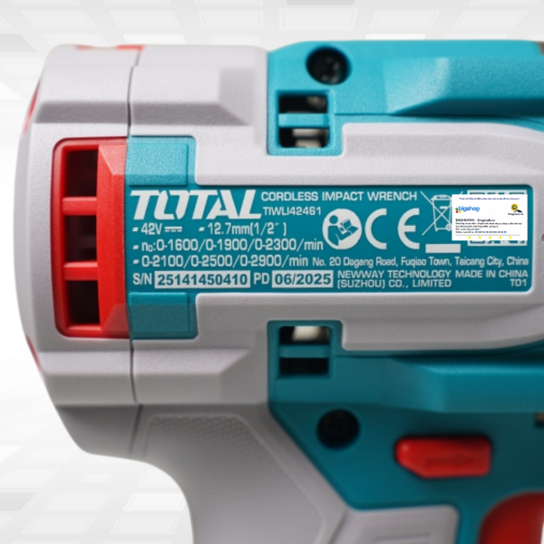 Máy siết bulong dùng pin 42V TOTAL TIWLI42461 - Lực siết 460Nm (1 pin 42V/2.0Ah và sạc)