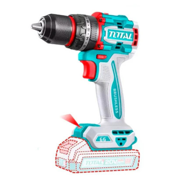Máy khoan búa không chổi than dùng pin 20V TOTAL TIDLI206681