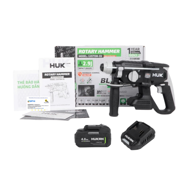 Máy Khoan Đục Bê Tông Pin 21V HUKAN G3STOM-02 (GEN 3, 2.9J)