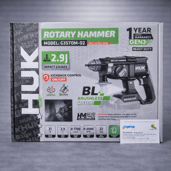 Máy Khoan Đục Bê Tông Pin 21V HUKAN G3STOM-02 (GEN 3, 2.9J)