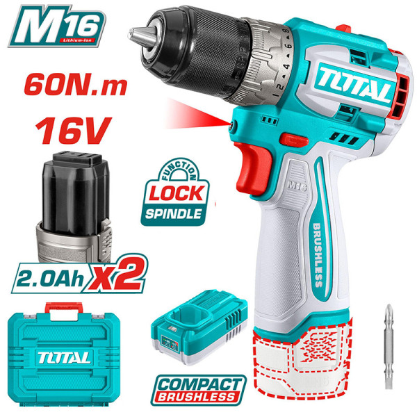 Máy khoan búa pin 16V không chổi than 60N.m Total TIDLI16682 