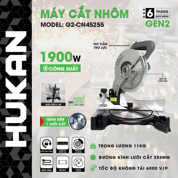 Máy cắt nhôm nghiêng HUKAN G2-CN45255 (GEN 2)