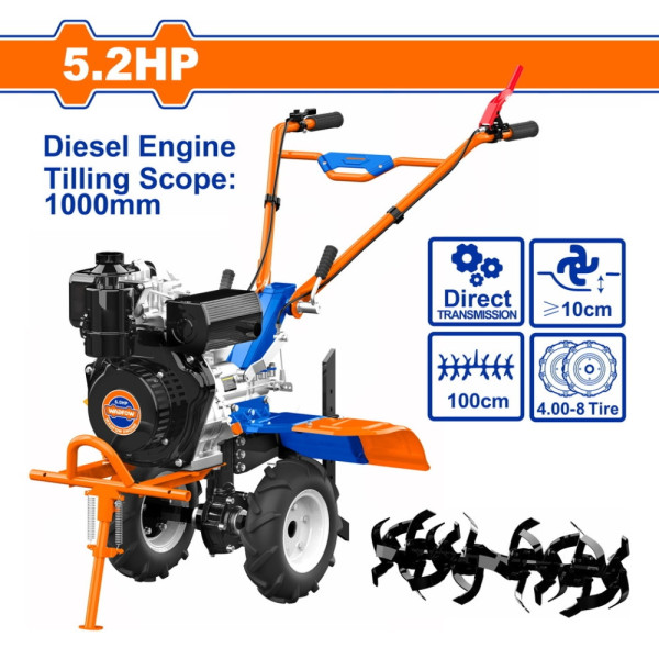 Máy xới đất Diesel 5.2HP WAFOW WTL3A100