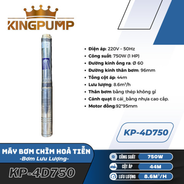 Máy bơm chìm hỏa tiễn 750W KINGPUMP KP-4D750 
