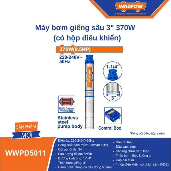 MÁY BƠM GIẾNG SÂU 3 INCH 370W- WADFOW- WWPD5011