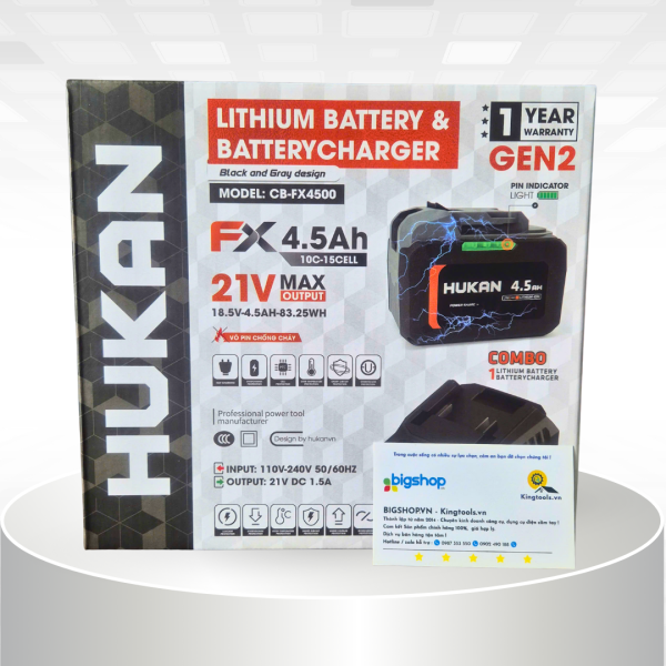 Combo pin sạc HUKAN CB-FX4500 (GEN 2) - Pin 4.5Ah và sạc 1.5Ah