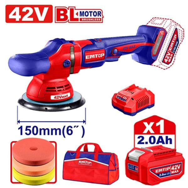 Bộ máy đánh bóng dùng pin 42V 150mm EMTOP ELAP42151