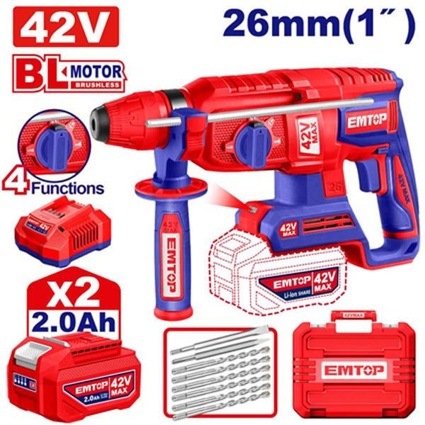 Bộ máy khoan PIN 42V 2,5J 4 chức năng EMTOP ELRH422682