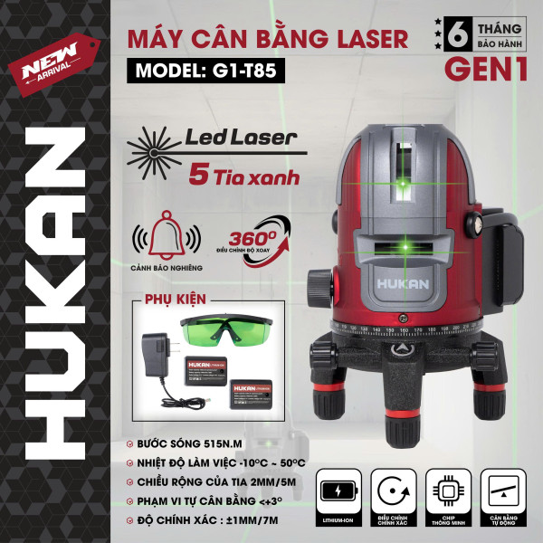 Máy cân bằng laser 5 tia xanh 515N.m HUKAN G1-T85