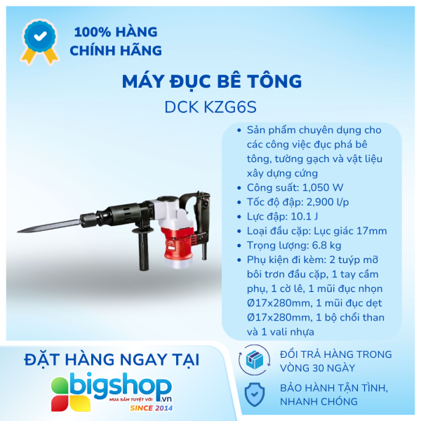 Máy đục bê tông 1050W 17mm DCK KZG6S