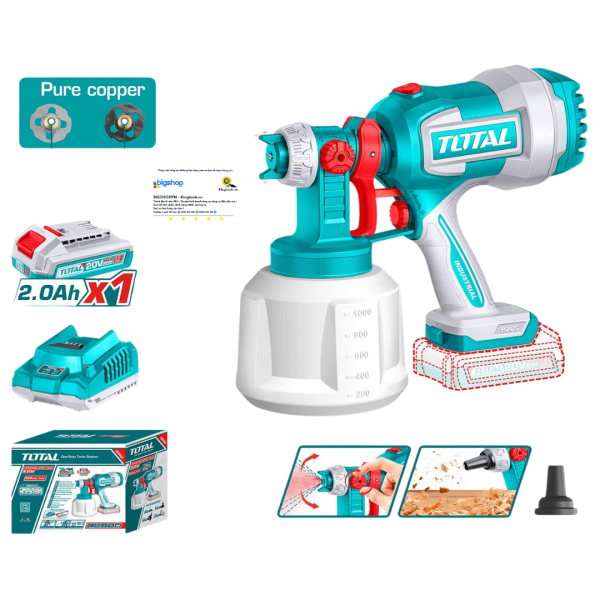 Máy Phun Sơn Dùng Pin 20V Total TSGLI20042 - Động Cơ Không Chổi Than