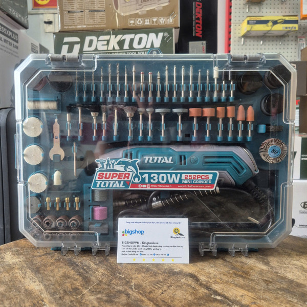 Bộ Máy Mài Khuôn Mini 130W Total TG5133261 – Kèm 251 Phụ Kiện & Trục Linh Hoạt