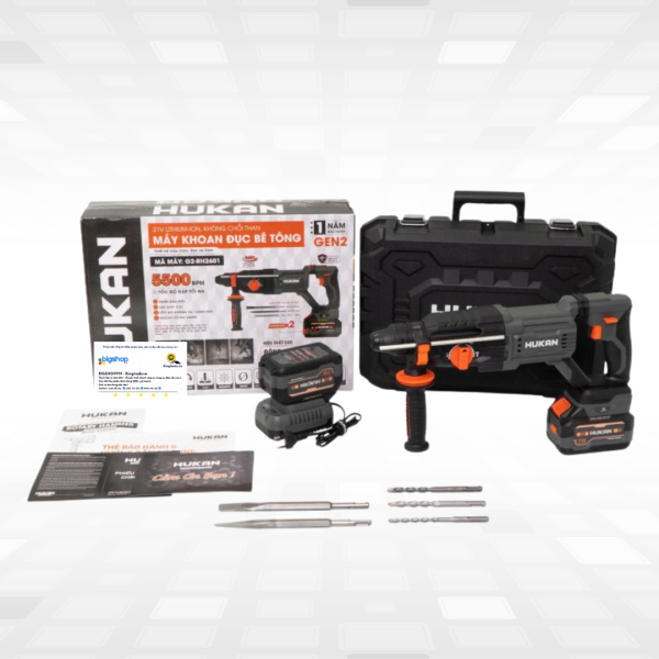 Máy khoan đục bê tông HUKAN G2-RH2601 (2 pin 4.5Ah và 1 sạc)