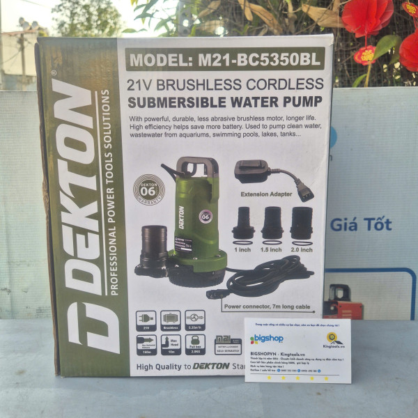 Máy bơm nước chìm DEKTON 21V M21-BC5350BL, lưu lượng 90L/phút