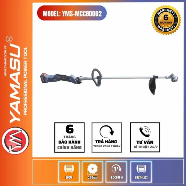Máy Cắt Cỏ YAMASU YMS-MCC800G2 Pin 21V | Động Cơ Không Chổi Than