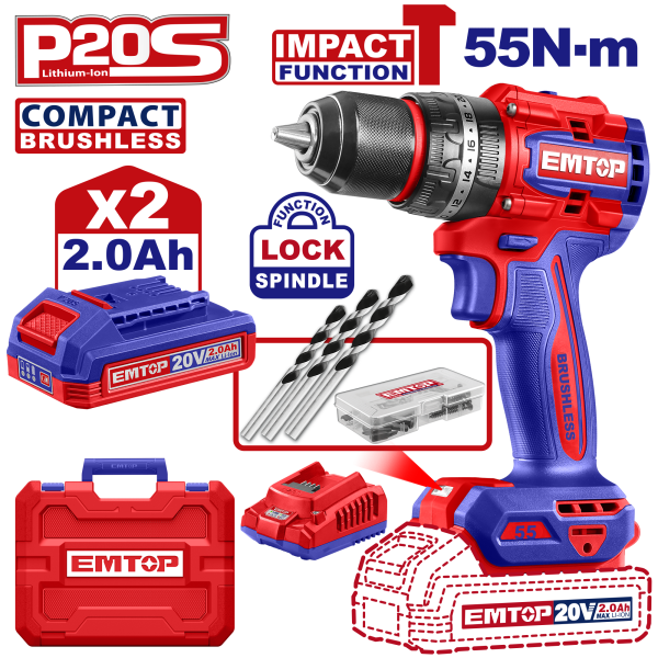 Máy Khoan Pin Động Lực 13mm EMTOP ECIDL20558