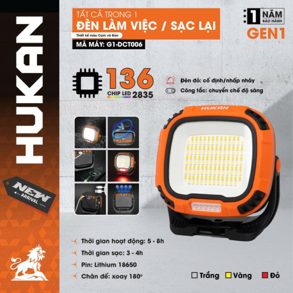 Đèn Led Làm Việc Mini Sạc Lại HUKAN G1-DCT006