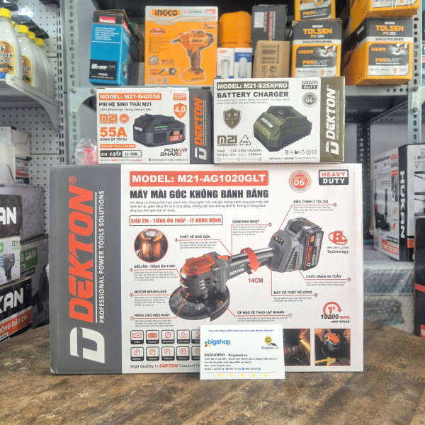 Máy Mài Góc Không Bánh Răng Dekton M21-AG1020GLT, 21V, Lưỡi 100mm