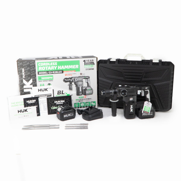 Máy Khoan Đục Bê Tông 2 Chức Năng HUKAN G3-R28LUX Gen 3 – Pin 21V, Mũi 28mm