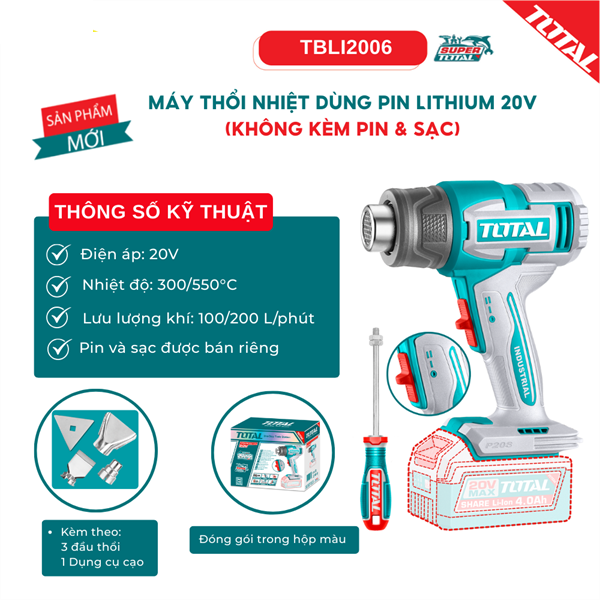 Máy Thổi Nhiệt Dùng Pin TOTAL TBLl2006 – 20V