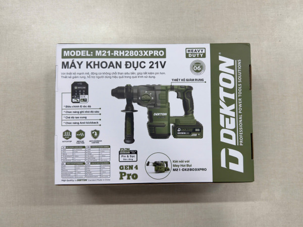 Máy Khoan Đục 3 Chức Năng DEKTON M21-RH2803XPRO – 21V, Brushless