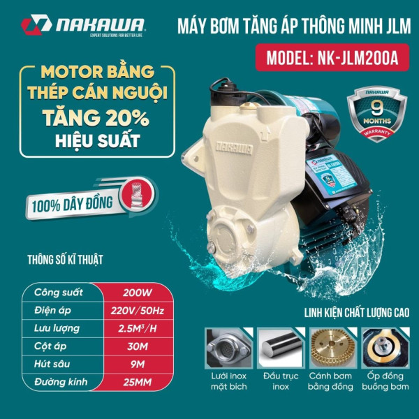 Máy bơm tăng áp thông minh NK-JLM200A