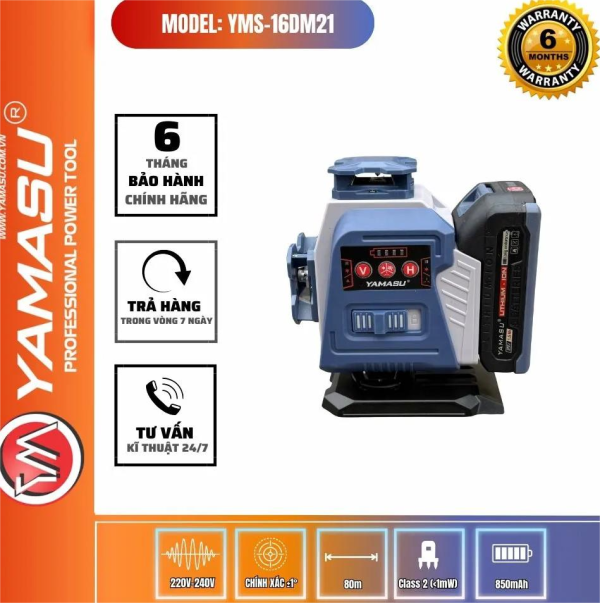 Thân máy cân bằng Laser  16 TIA YAMASU YMS-16DM21 dùng chân pin phổ thông 