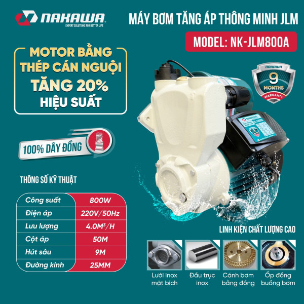 Máy bơm tăng áp thông minh NK-JLM800A