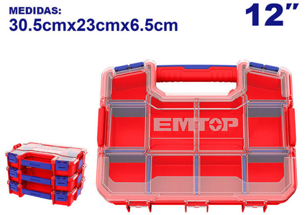Hộp nhựa nhiều ngăn EMTOP 12 inch, ngăn tháo rời – EFBX1211