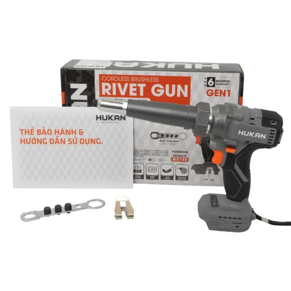 Máy rút đinh tán (rive) pin HUKAN G1-RD10K, Không chổi than, Lực rút 10.000N rút tán đinh 2.4 - 6.0mm