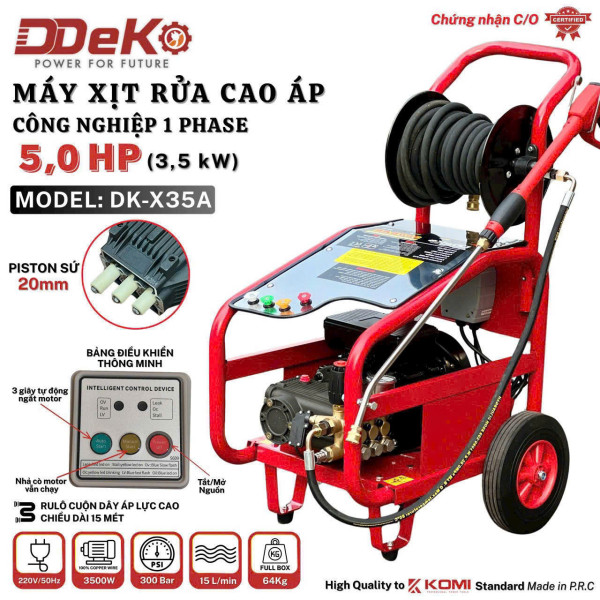 Máy Xịt Rửa Xe Công Nghiệp Áp Lực 3.5Kw Deko DK-X35