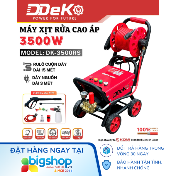 Máy xịt rửa xe DDEKO DK-3500RS (CS 3500W, áp lực 180 bar)